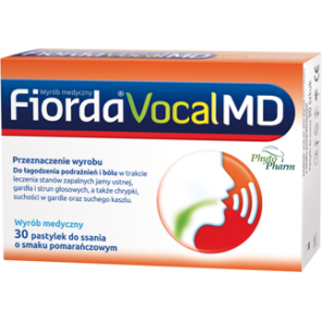 Fiorda Vocal MD, smak pomarańczowy, pastylki do ssania, 30 szt. - zdjęcie produktu