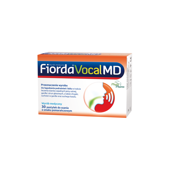 Fiorda Vocal MD, smak pomarańczowy, pastylki do ssania, 30 szt. - zdjęcie produktu