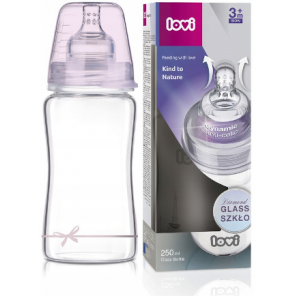 Lovi Diamond Glass, butelka szklana, Baby Shower Girl, 250 ml - zdjęcie produktu
