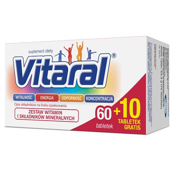 Vitaral, 60 tabletek + 10 tabletek gratis Vitaral, 60 tabletek + 10 tabletek gratis - zdjęcie produktu