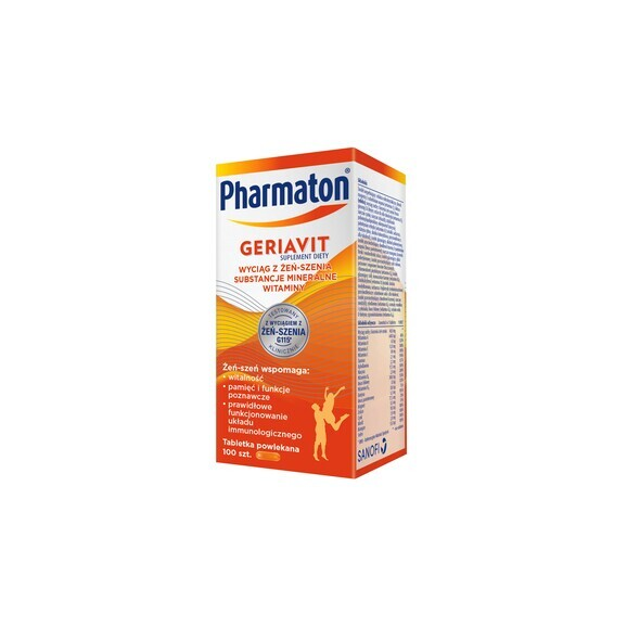 Pharmaton Geriavit, tabletki powlekane, 100 szt. - zdjęcie produktu