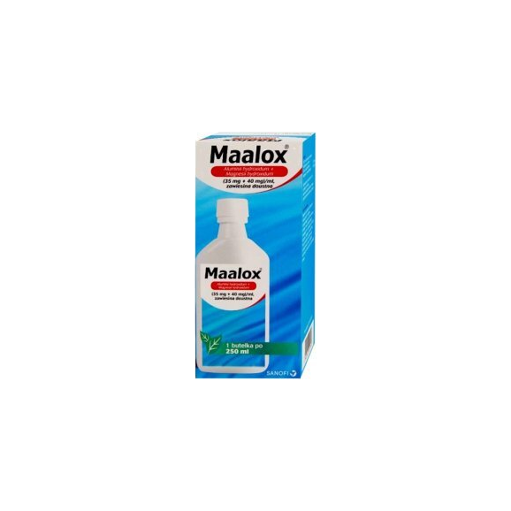 Maalox, (35 mg+40mg)/ml, zawiesina doustna, 250 ml - zdjęcie produktu