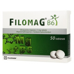 Filomag B6, 40 mg + 5 mg, tabletki, 50 szt. - zdjęcie produktu