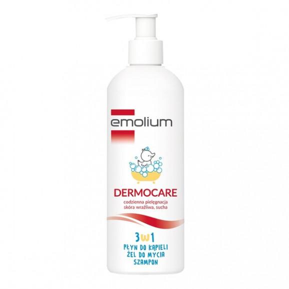 Emolium Dermocare, 3w1 płyn do kąpieli, żel do mycia, szampon, 400 ml - zdjęcie produktu