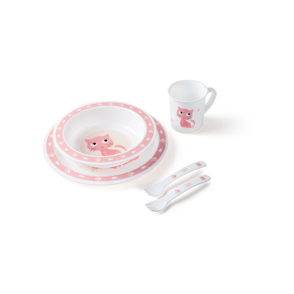 Canpol Babies, zestaw stołowy Cute Animals, różowy kotek - zdjęcie produktu