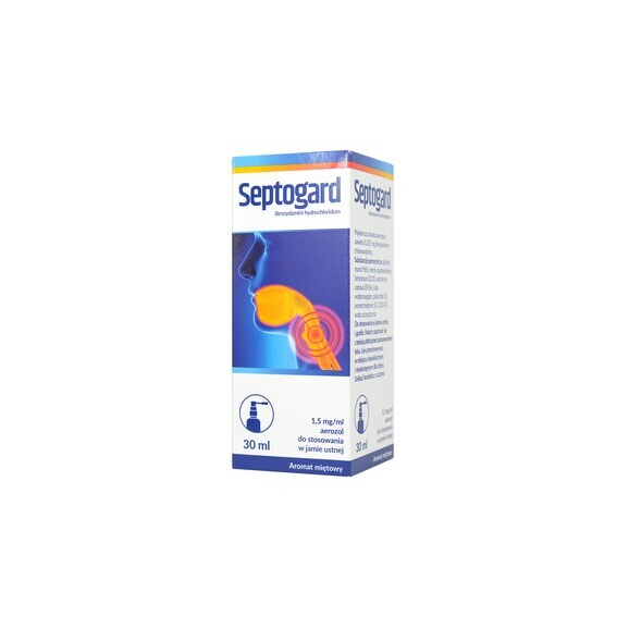 Septogard, 1,5 mg/ml, aerozol do stosowania w jamie ustnej, 30 ml - zdjęcie produktu