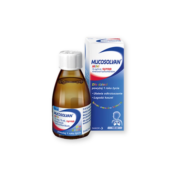 Mucosolvan Mini, (15 mg/5 ml), syrop, smak owoców leśnych, 100 ml - zdjęcie produktu