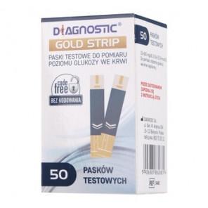 Diagnostic Gold Strip, paski testowe do pomiaru poziomu glukozy we krwi, 50 szt. - zdjęcie produktu