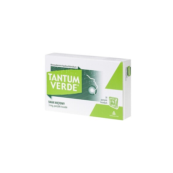 Tantum Verde smak miętowy, 3 mg, pastylki twarde, 30 szt. - zdjęcie produktu