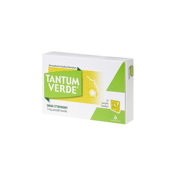 Tantum Verde smak cytrynowy, 3 mg, pastylki twarde, 30 szt. - zdjęcie produktu