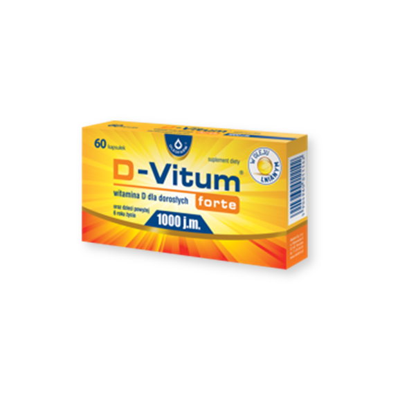D-Vitum Forte 1000 j.m., kapsułki z witaminą D dla dorosłych, 60 szt. - zdjęcie produktu
