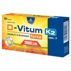 D-Vitum Forte 2000 j.m. K2 MK-7, witaminy D i K dla dorosłych forte, kapsułki, 60 szt. - zdjęcie produktu