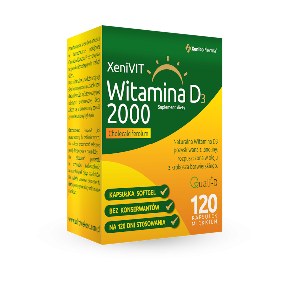 XeniVIT Witamina D 2000, kapsułki miękkie, 120 szt. XeniVIT Witamina D 2000, kapsułki miękkie, 120 szt. - zdjęcie produktu