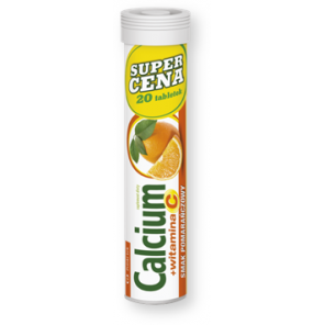 Calcium + Vitaminum C, tabletki musujące o smaku pomarańczowym, 20 szt. (Polski Lek) - zdjęcie produktu