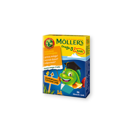 Mollers Omega-3 Rybki, żelki, smak pomarańczowo-cytrynowy, 36 szt. - zdjęcie produktu