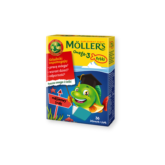 Mollers Omega-3 Rybki, żelki, smak malinowy, 36 szt. - zdjęcie produktu