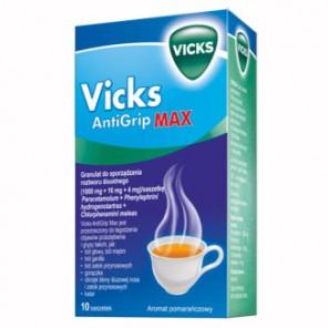 Vicks AntiGrip Max 1000 mg + 16 mg + 4 mg, granulat do sporządzania roztworu doustnego, 10 sasz. - zdjęcie produktu