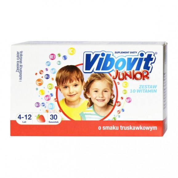 Vibovit Junior, proszek w saszetkach o smaku truskawkowym, 2 g, 30 szt. - zdjęcie produktu