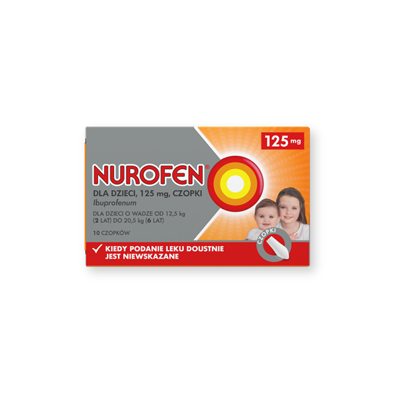 Nurofen dla dzieci, 125 mg, czopki, 10 szt. - zdjęcie produktu