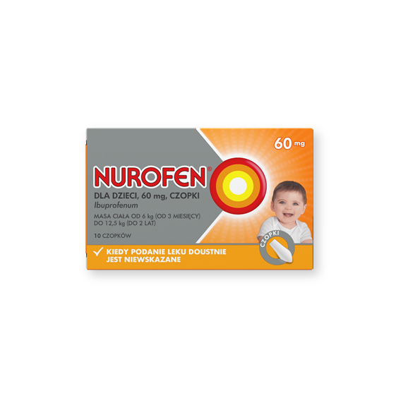 Nurofen dla dzieci, 60 mg, czopki, 10 szt. - zdjęcie produktu