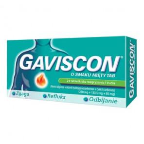 Gaviscon o smaku mięty TAB, tabletki do rozgryzania, żucia, 24 szt. - zdjęcie produktu