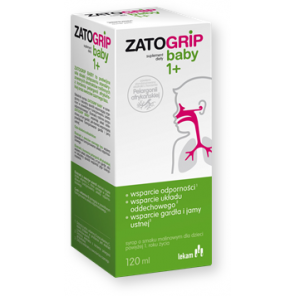 Zatogrip baby 1+, syrop, smak malinowy, 120 ml - zdjęcie produktu
