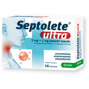 Septolete Ultra, (3 mg + 1 mg), pastylki twarde, 16 szt. - zdjęcie produktu