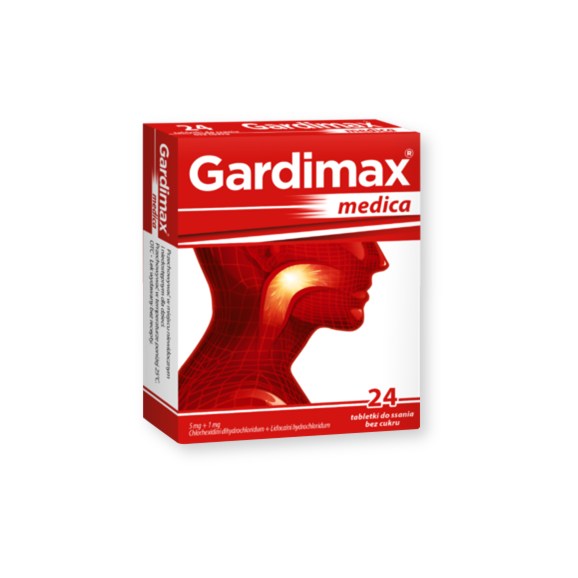 Gardimax medica, 5 mg + 1 mg, tabletki do ssania, 24 szt. - zdjęcie produktu
