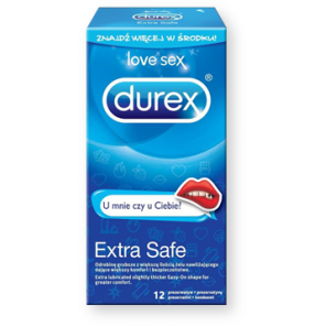 Durex Extra Safe, prezerwatywy powlekane środkiem nawilżającym, 12 szt. - zdjęcie produktu