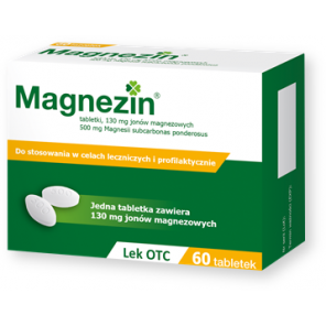 Magnezin, 130 mg jonów magnezowych, tabletki, 60 szt. - zdjęcie produktu