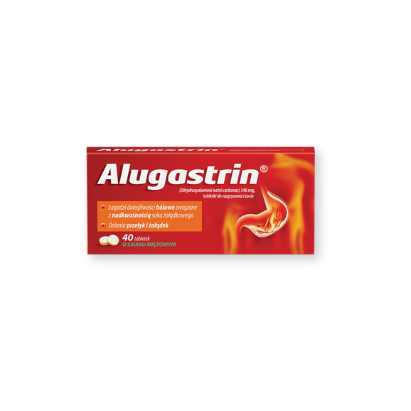 Alugastrin, 340 mg, tabletki do rozgryzania i żucia, 40 szt. - zdjęcie produktu