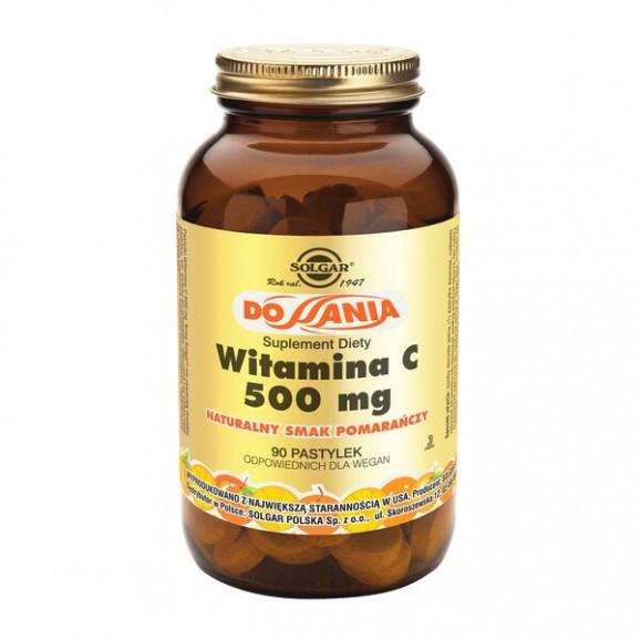 Solgar Witamina C, 500 mg, pastylki do ssania o naturalnym smaku pomarańczy, 90 szt. - zdjęcie produktu