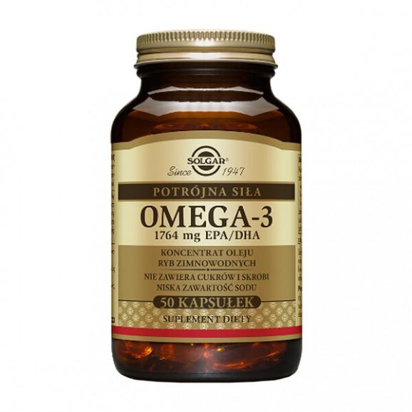 Solgar Omega 3, Potrójna siła EPA/ DHA Koncentrat oleju ryb zimnowodnych, kapsułki, 50 szt. - zdjęcie produktu