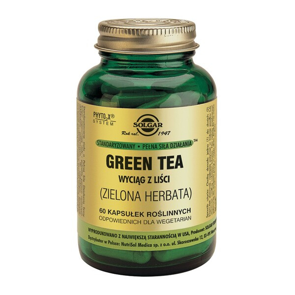 Solgar Green Tea Zielona Herbata, kapsułki, wyciąg z liści, 60 szt.