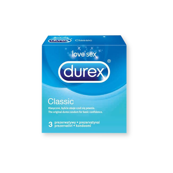 Durex Classic, prezerwatywy ze środkiem nawilżającym, 3 szt. - zdjęcie produktu