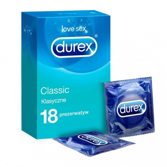 Durex Classic, prezerwatywy ze środkiem nawilżającym, 18 sztuk. - zdjęcie produktu