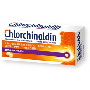 Chlorchinaldin, 2 mg, tabletki do ssania o smaku czarnej porzeczki, 40 szt. - zdjęcie produktu