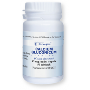 Calcium gluconicum Farmapol, 45 mg Ca 2+, tabletki, 50 szt. - zdjęcie produktu