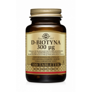 Solgar D-Biotyna 300 mcg - suplement diety (100 tabletek) - zdjęcie produktu