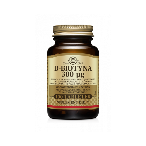 Solgar D-Biotyna 300 mcg - suplement diety (100 tabletek) - zdjęcie produktu