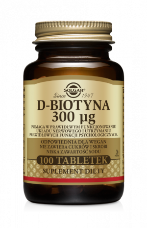 Solgar D-Biotyna 300 mcg - suplement diety (100 tabletek)