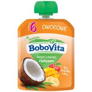 BoboVita, banan z mango i mlekiem kokosowym, po 6 miesiącu, 80 g - zdjęcie produktu