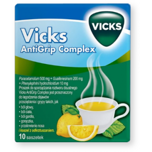 Vicks AntiGrip Complex (SymptoMed Cytryna), proszek do sporządzania roztworu doustnego, 10 saszetek - zdjęcie produktu