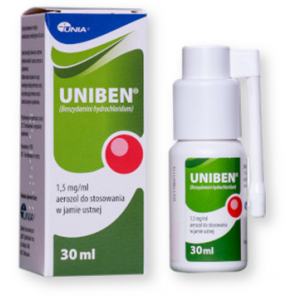 Uniben, 1,5 mg/ml, aerozol do stosowania w jamie ustnej, 30 ml - zdjęcie produktu