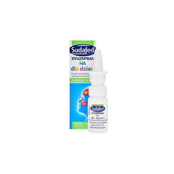Sudafed XyloSpray HA dla dzieci, 0,5mg/ml, aerozol do nosa, 10 ml - zdjęcie produktu