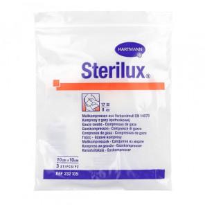 Sterilux, kompresy jałowe, 17-nitkowe, 8 warstwowe, 10 cm x 10 cm, 3 szt. - zdjęcie produktu