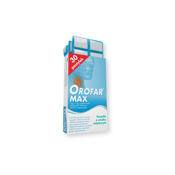 Orofar MAX, 2 mg+1 mg, pastylki twarde, 30 szt. - zdjęcie produktu