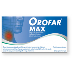 Orofar MAX, 2 mg + 1 mg, pastylki twarde, 20 szt. - zdjęcie produktu