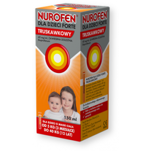 Nurofen dla dzieci Forte truskawkowy, 40mg/ml, zawiesina doustna, 150 ml - zdjęcie produktu