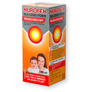 Nurofen dla dzieci Forte truskawkowy, 40 mg/ml, zawiesina doustna, 100 ml - zdjęcie produktu